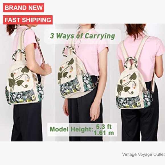 Convertible Canvas Sling Bag Mini Backpack Crossbody Day Purse Women main image 4